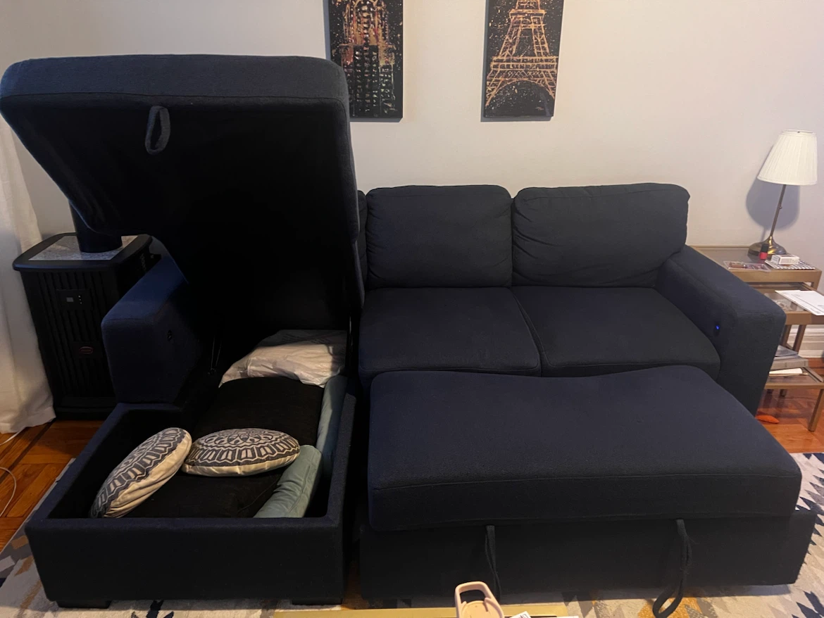 Playday Navy 93" Sectional Sofa with USB & USB-C Ports - photo 4