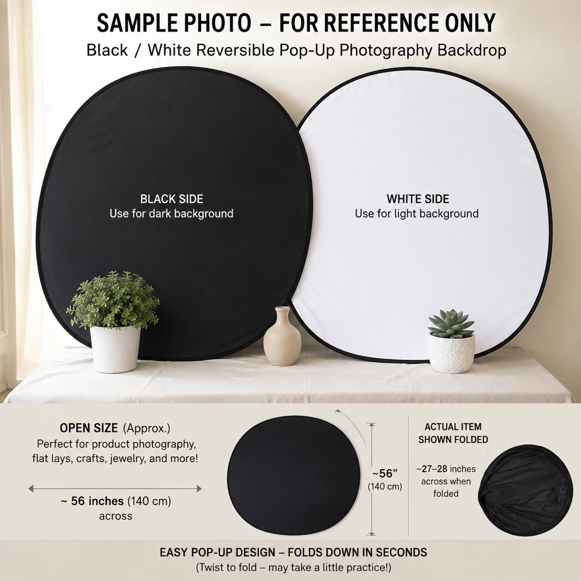 Black & White Reversible Pop-Up Photography Backdrop - photo 4