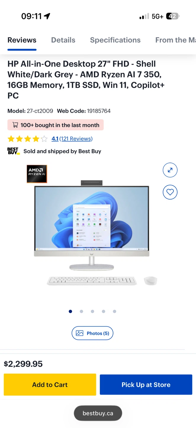 HP 27 inch All-in-One Desktop Next Gen AI PC