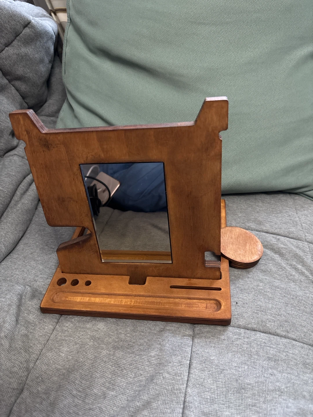 Wooden Vanity Tray with Mirror
