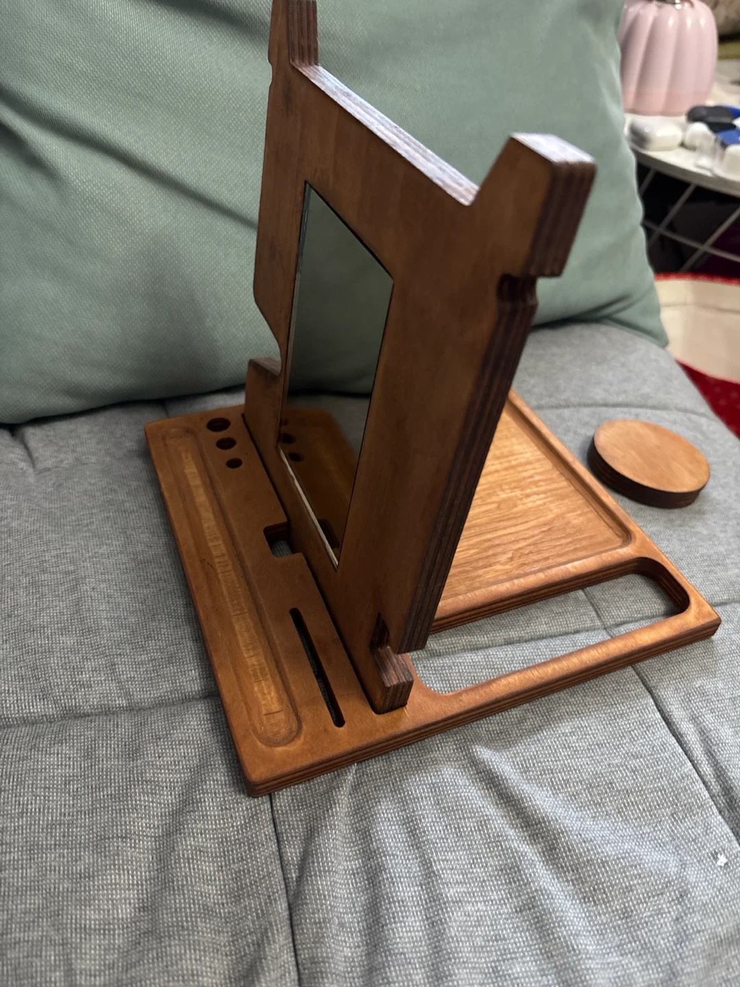 Wooden Vanity Tray with Mirror - photo 3