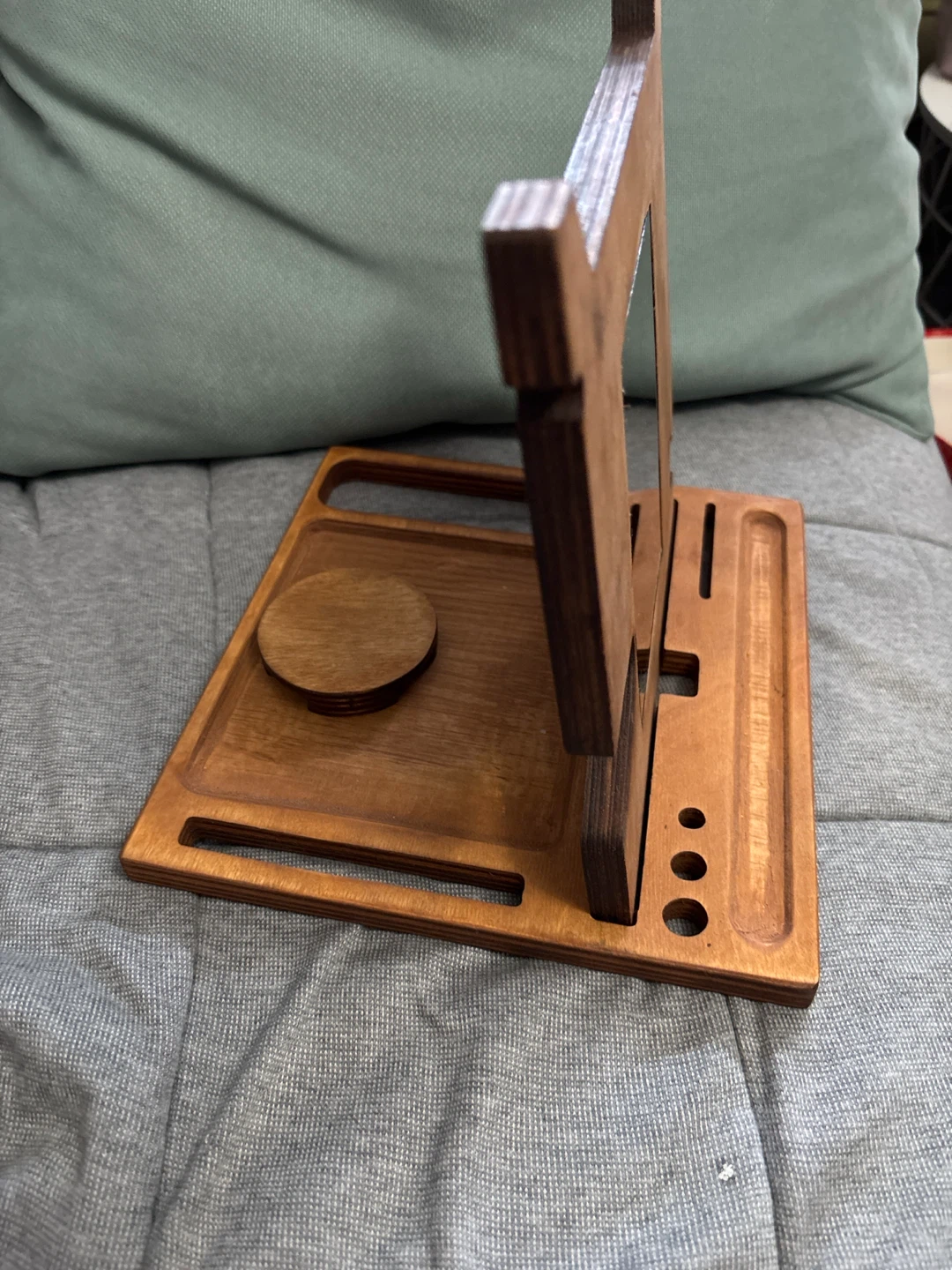 Wooden Vanity Tray with Mirror - photo 5