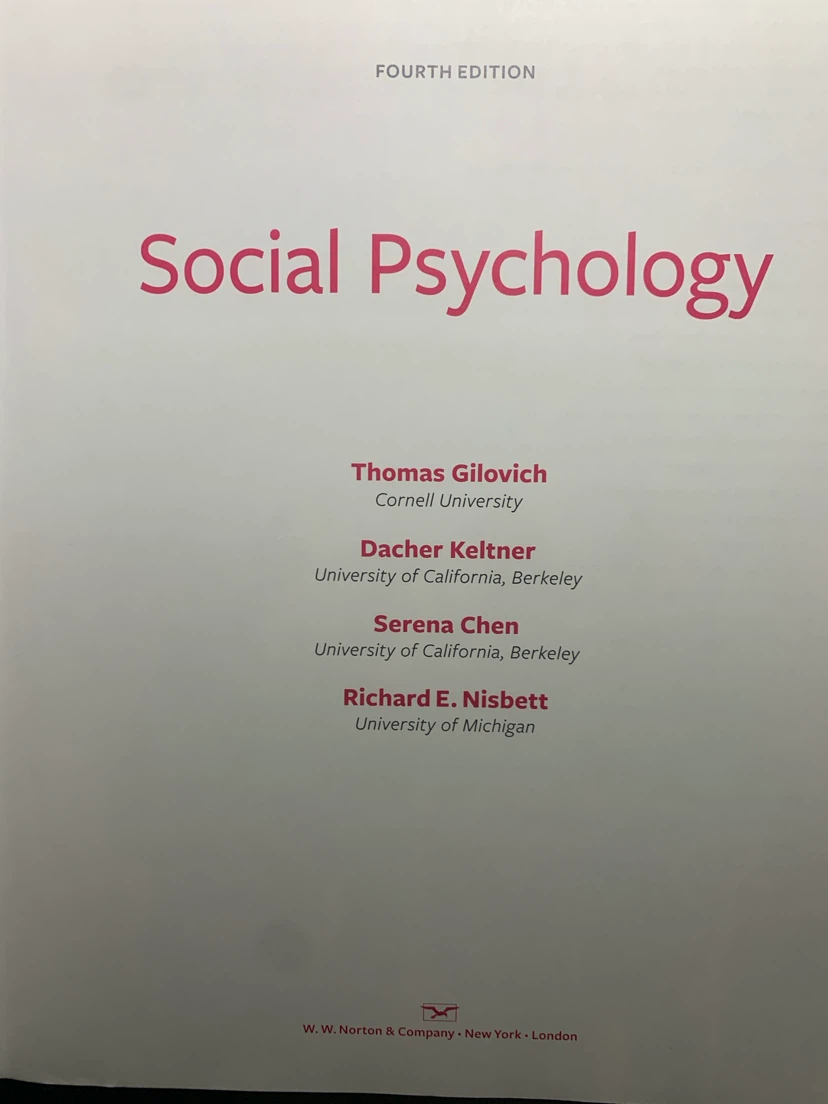 Social Psychology 4th Edition Textbook - photo 2