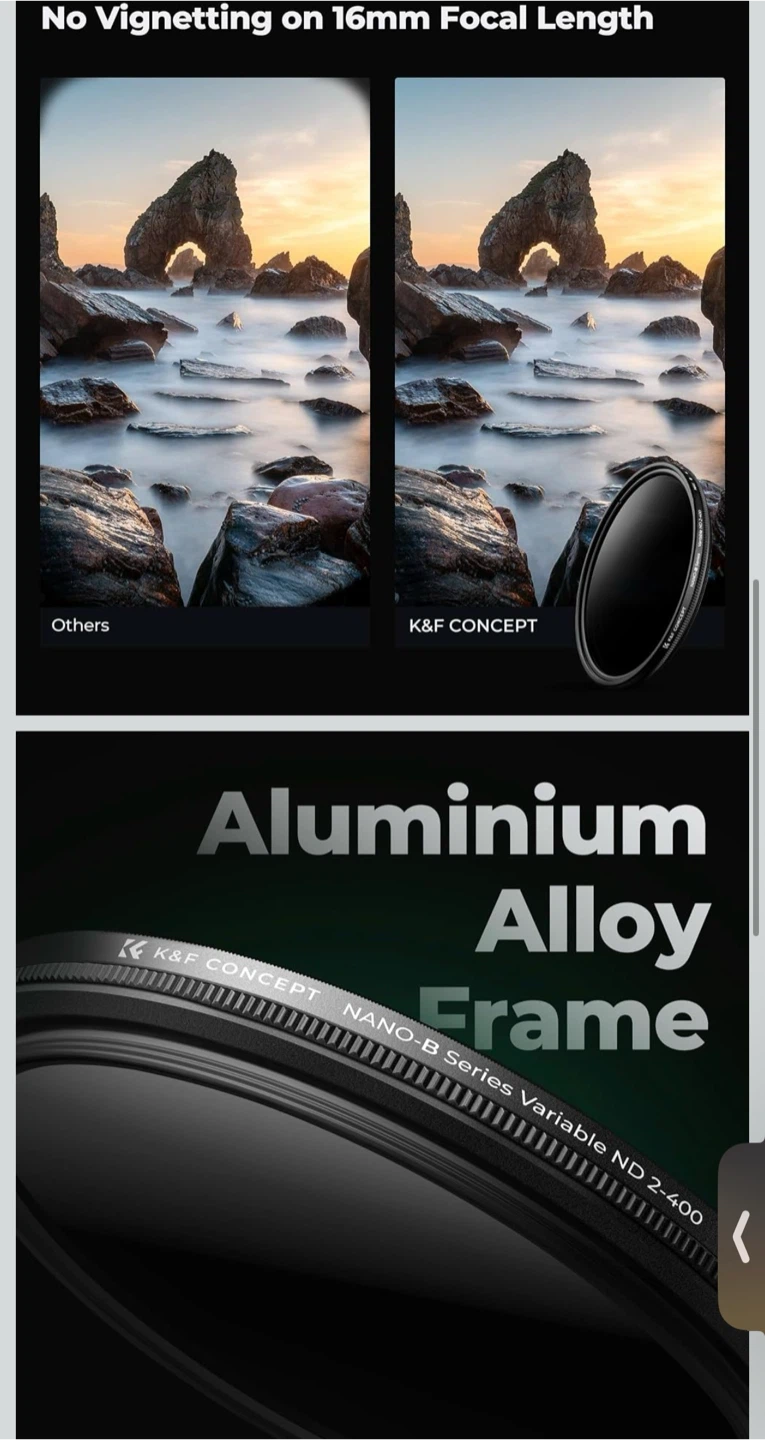 K&F Concept 82mm Variable ND Filter ND2-400 - photo 3
