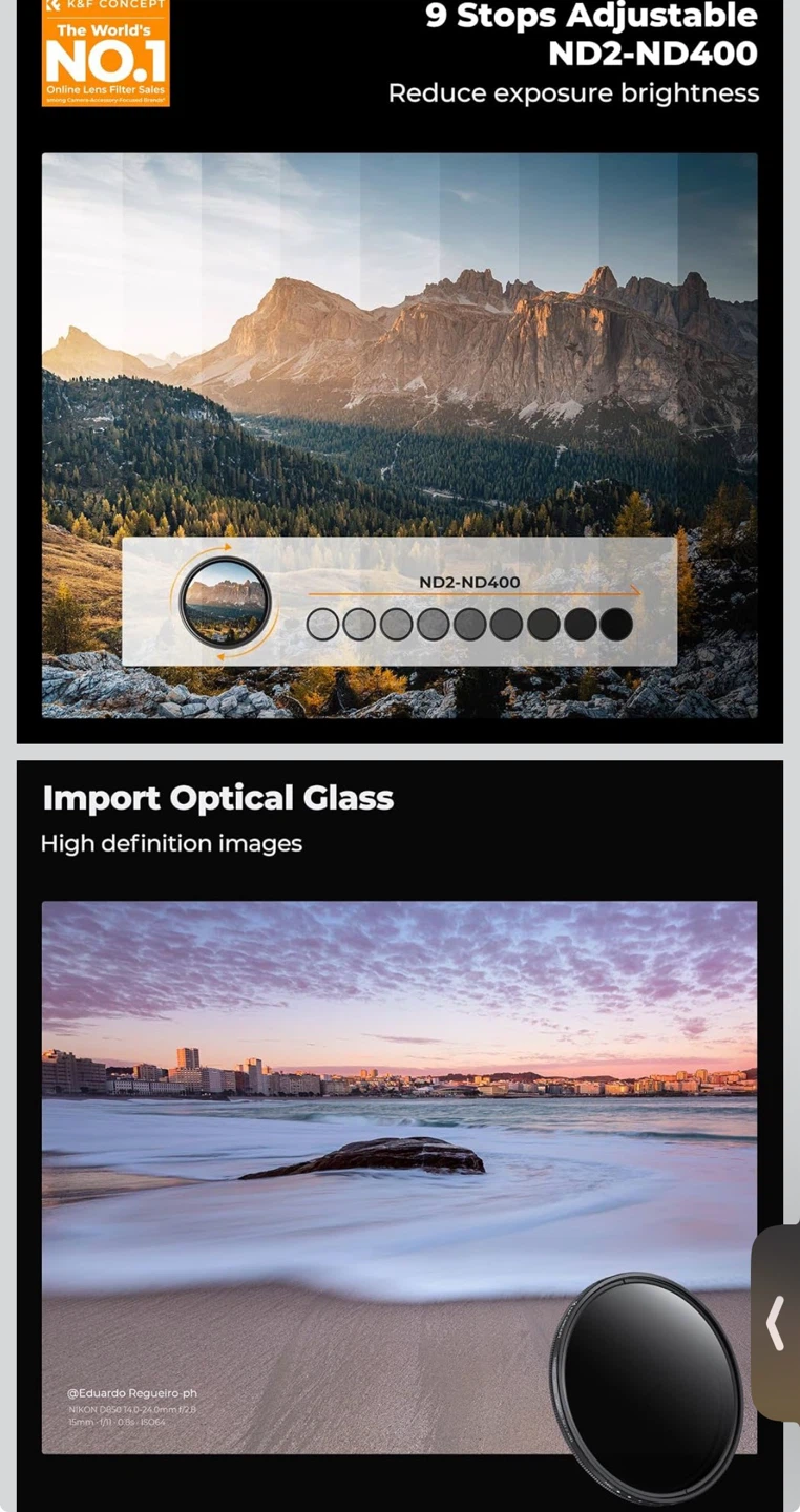 K&F Concept 82mm Variable ND Filter ND2-400 - photo 4