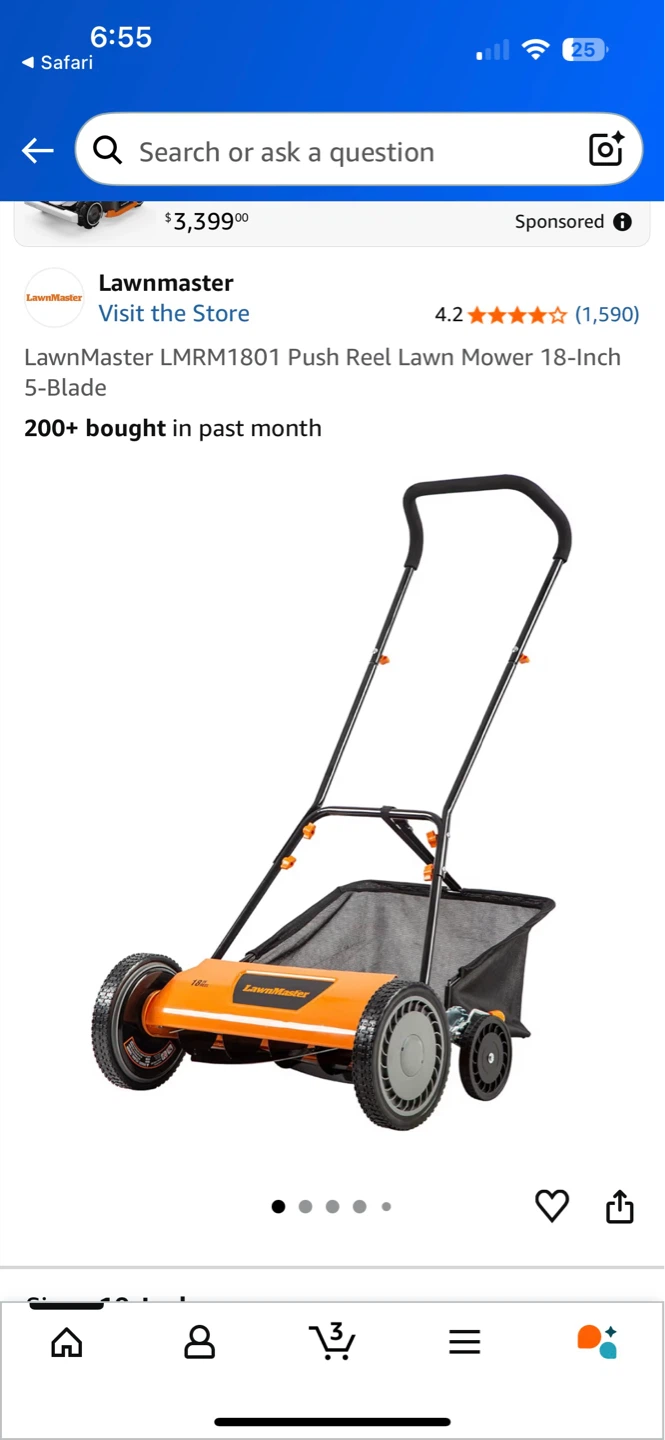 Lawnmaster LMRM1801 Push Reel Lawn Mower 18-Inch 5-Blade