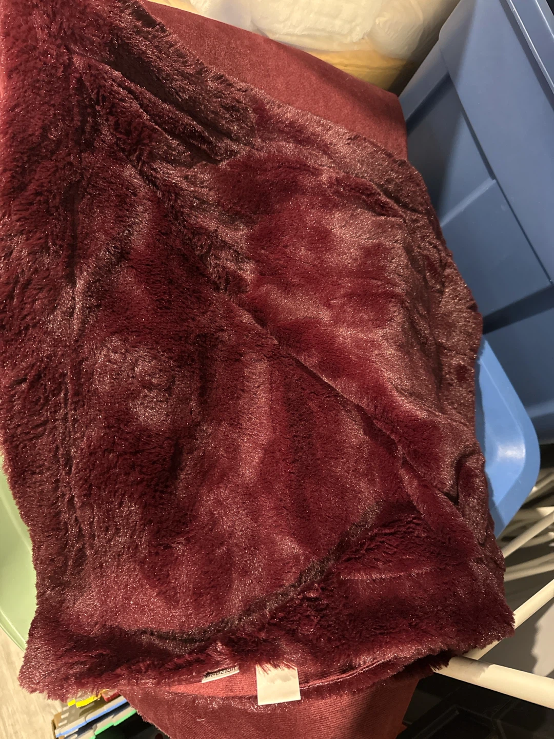 Bouclair Faux Fur Throw Blanket - Burgundy