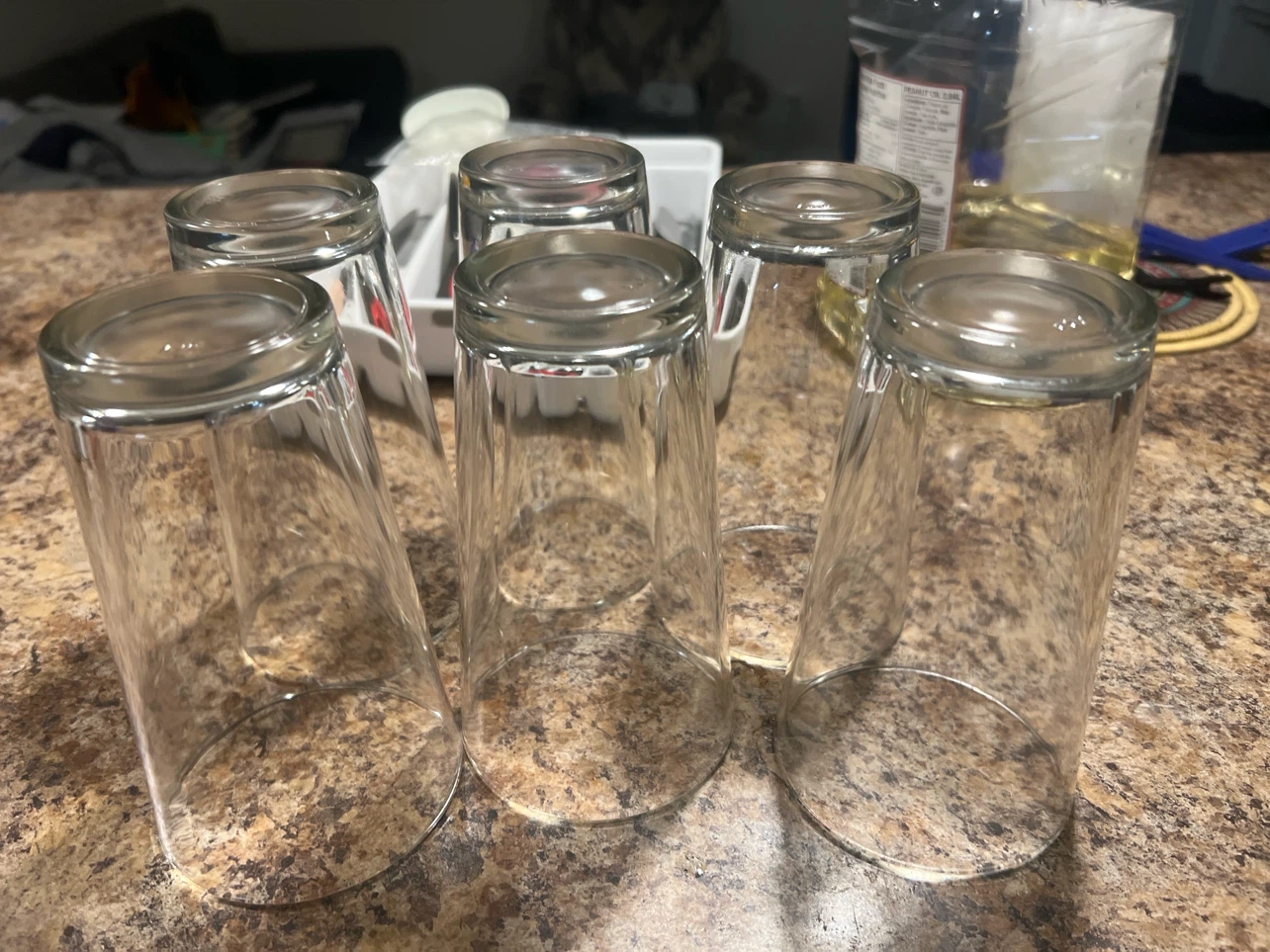 Set of 6 Clear Glasses and assorted cutlery
