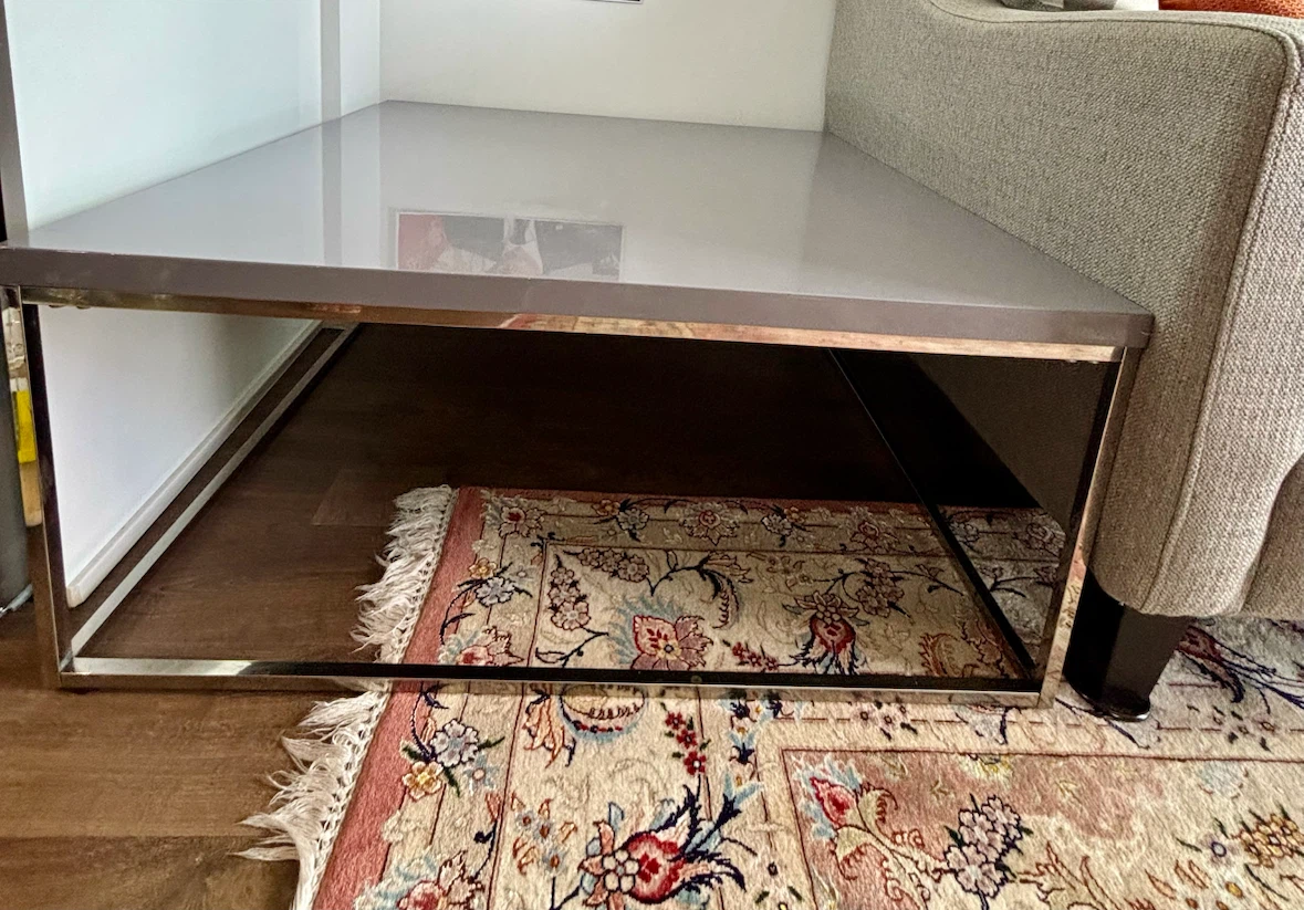 Grey Coffee Table with Chrome Frame - photo 2