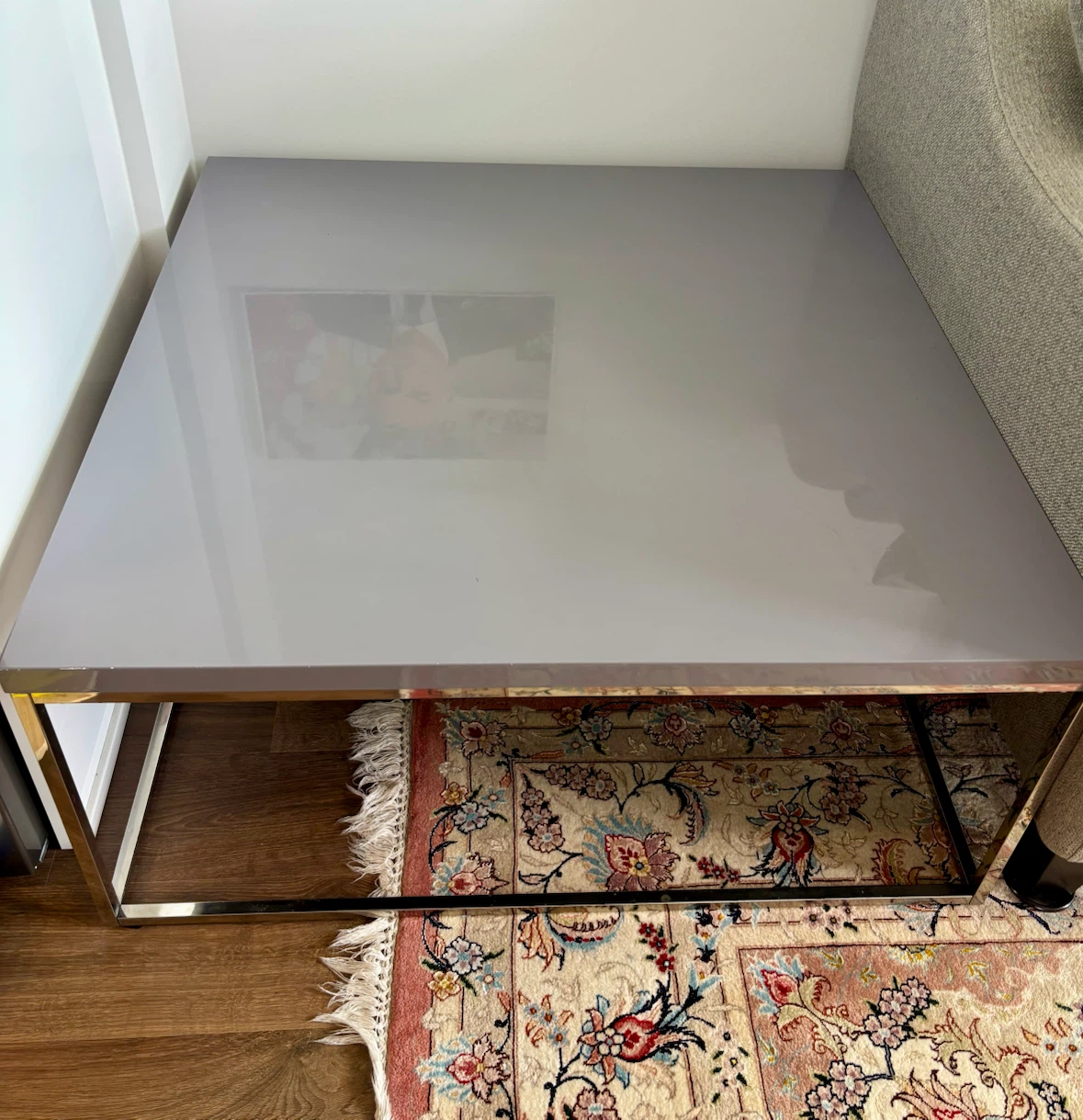 Grey Coffee Table with Chrome Frame - photo 4