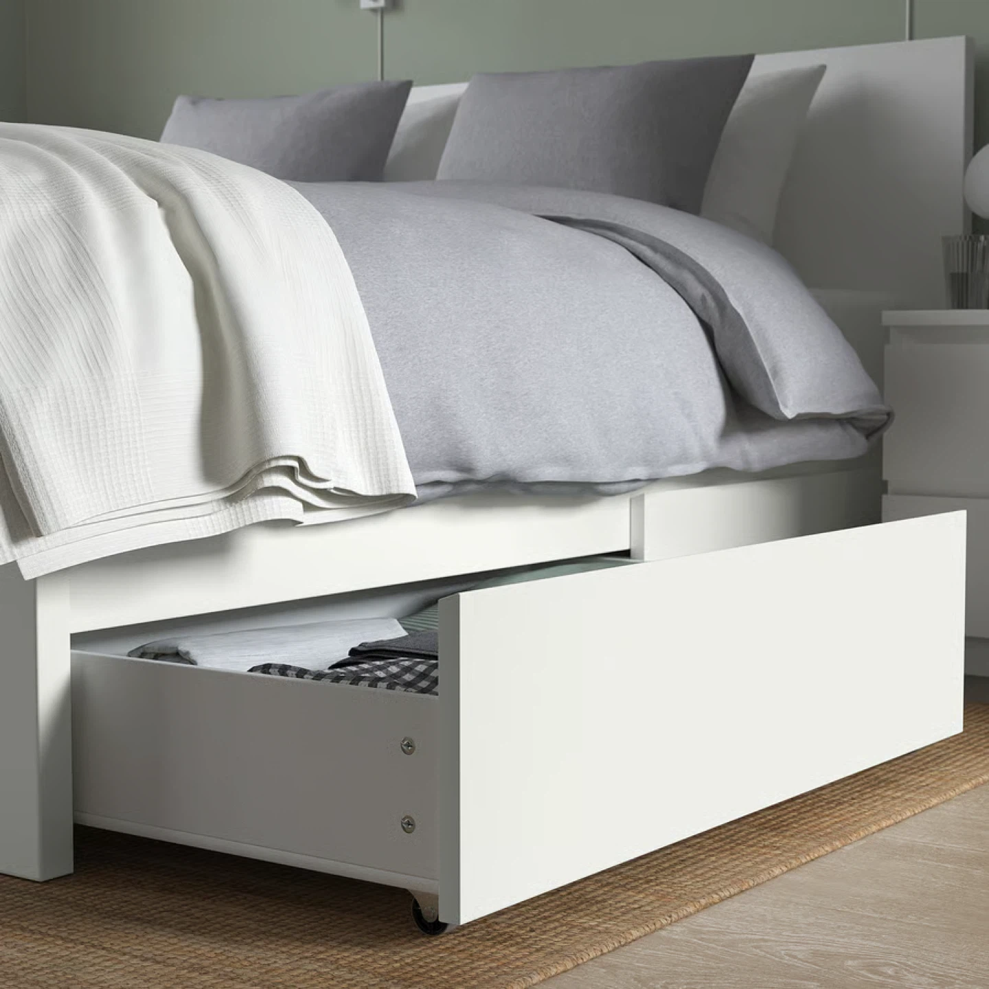 IKEA Malm King Size Bed Frame and 2 Drawers White - photo 3