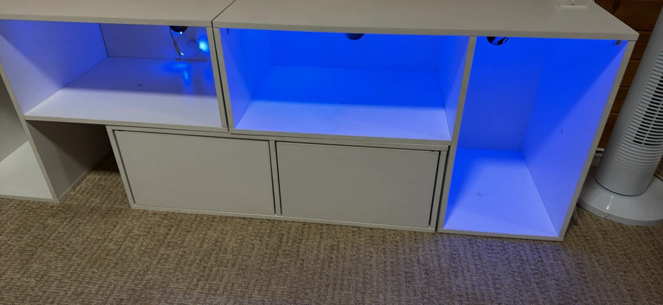 White media console with drawers