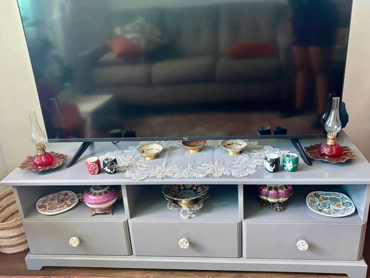 Grey TV Stand with Storage - photo 3