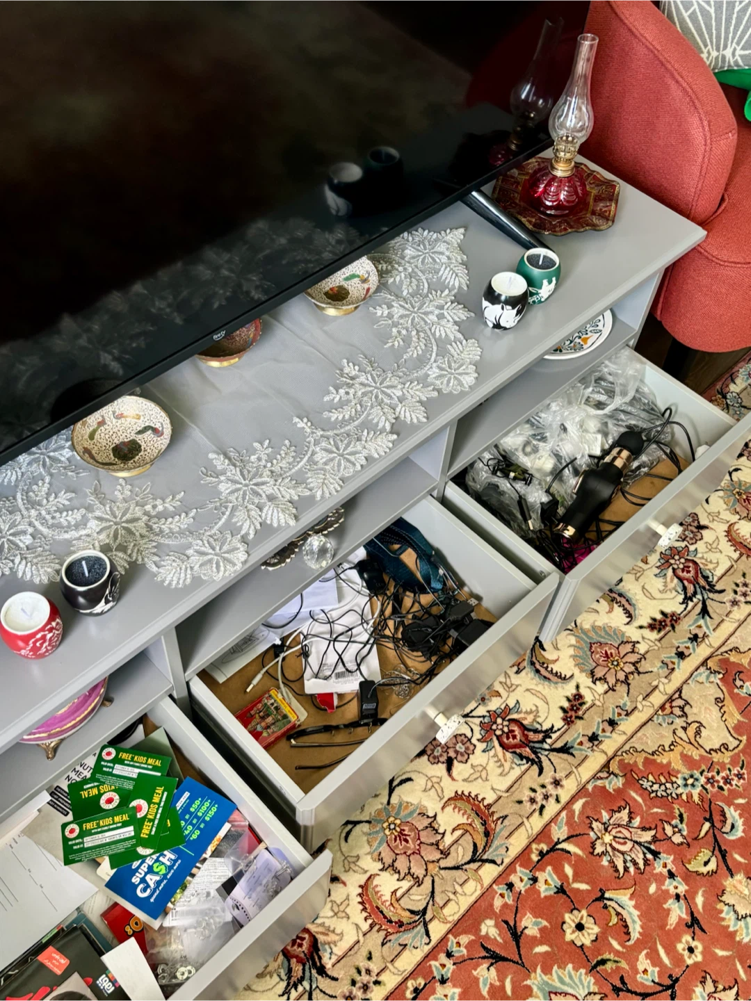 Grey TV Stand with Storage - photo 4