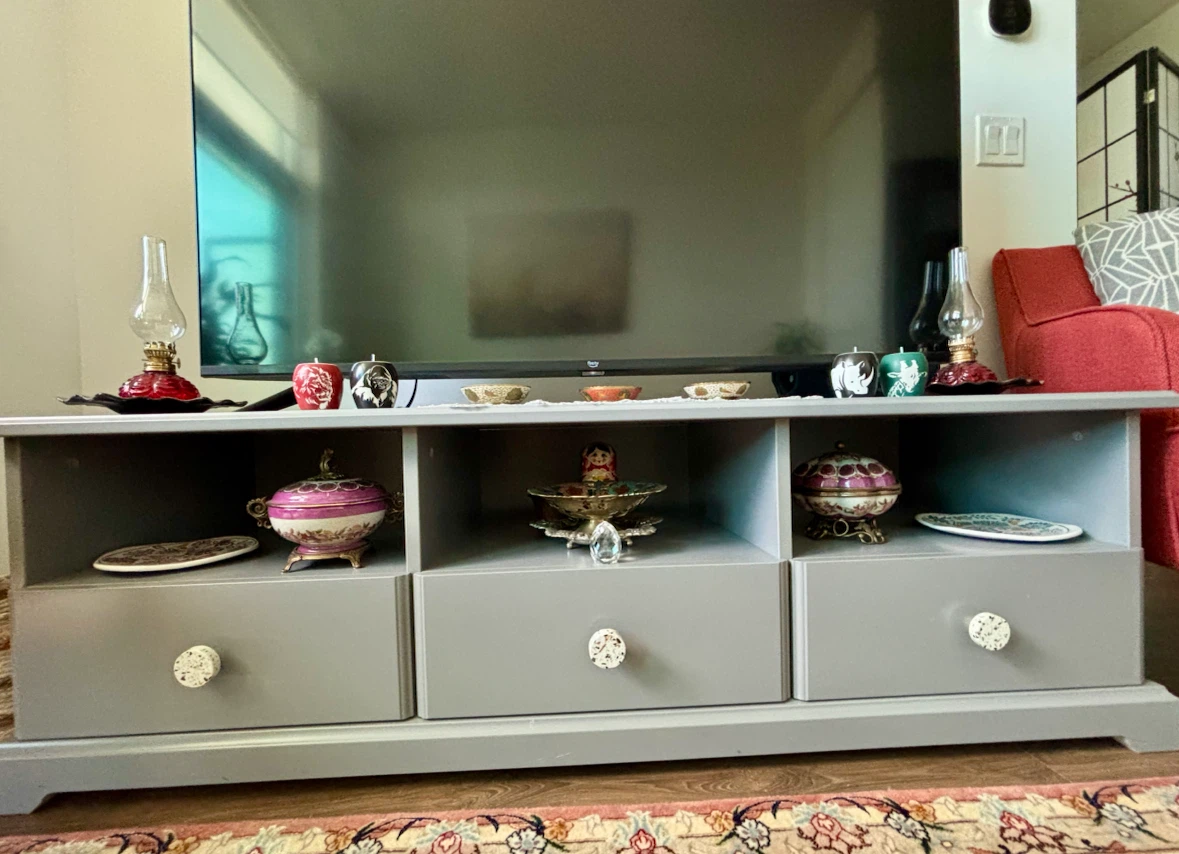 Grey TV Stand with Storage - photo 5