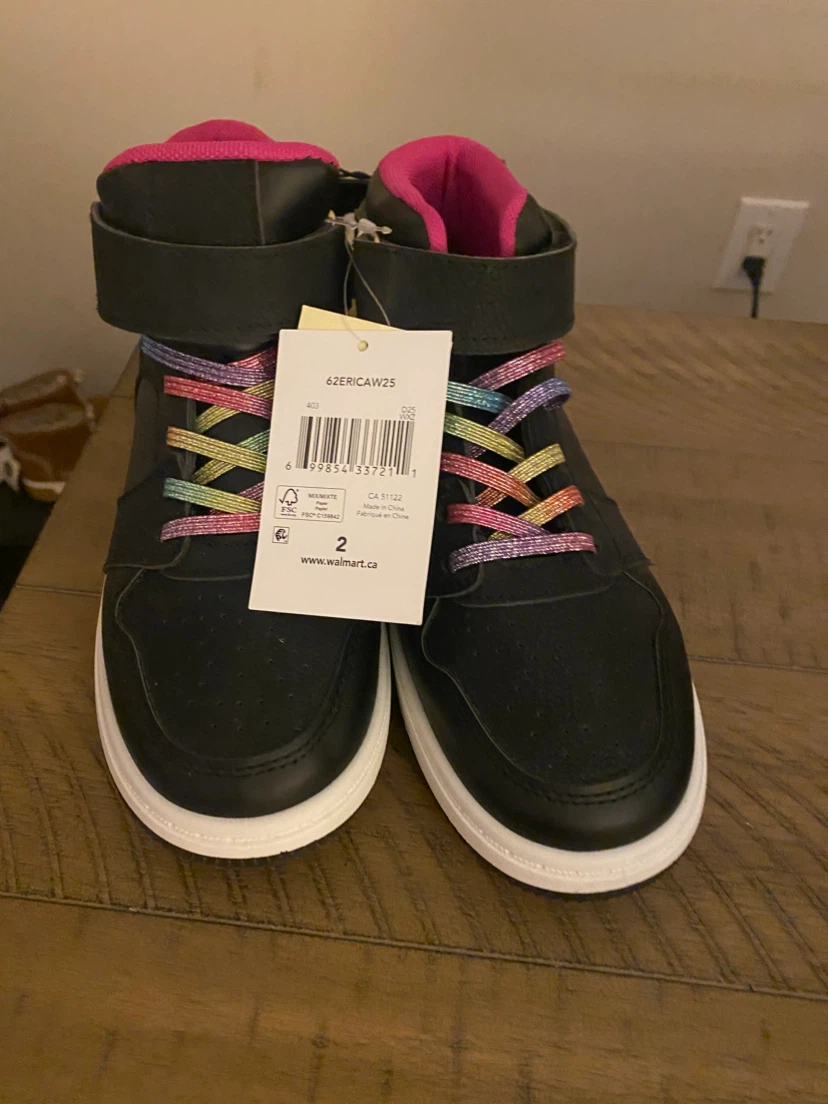 Black High-Top Sneakers with Rainbow Laces - photo 3
