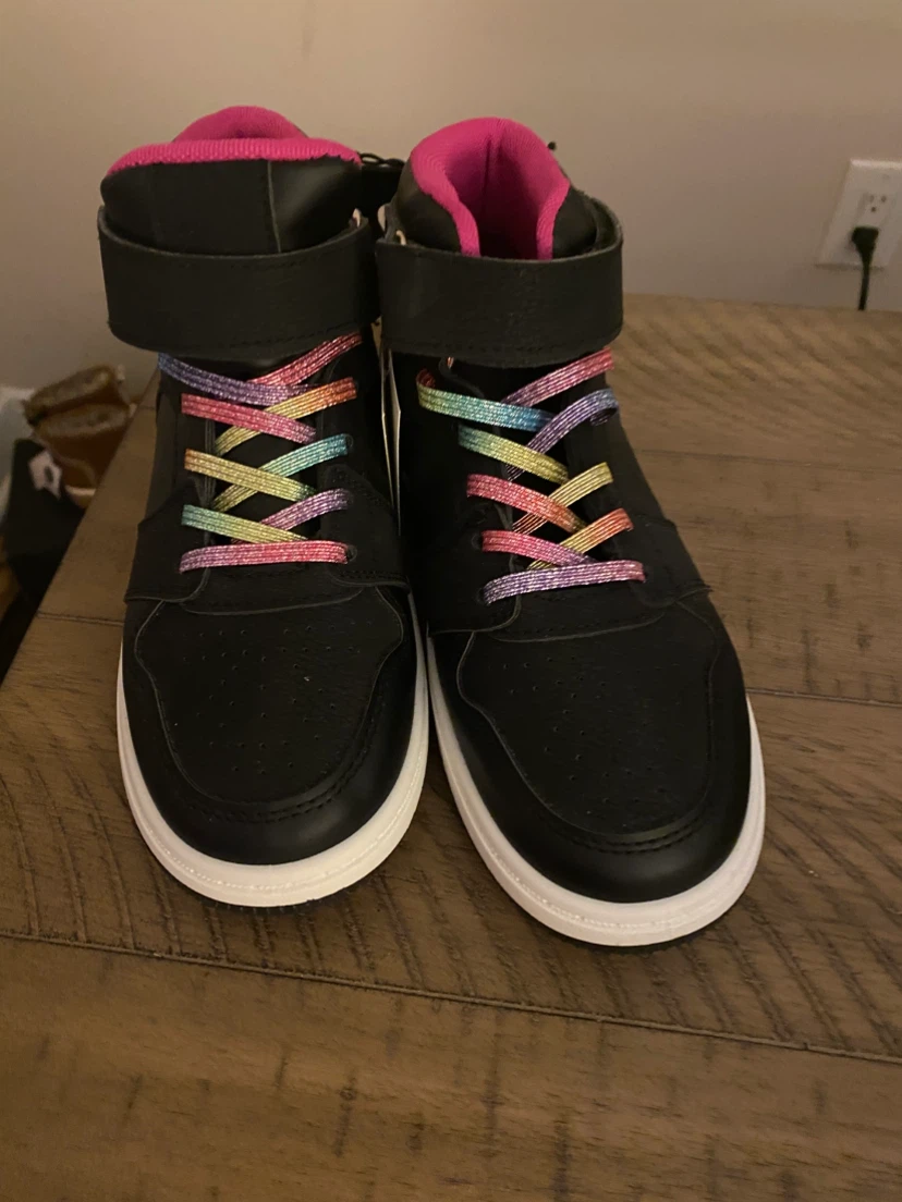 Black High-Top Sneakers with Rainbow Laces - photo 4