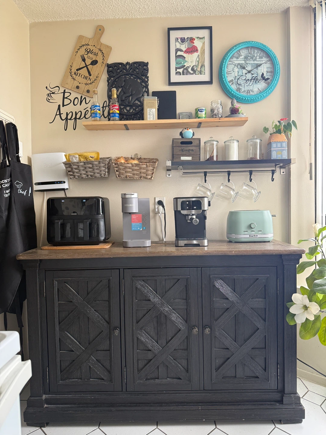 Black Sideboard Buffet Cabinet with Storage