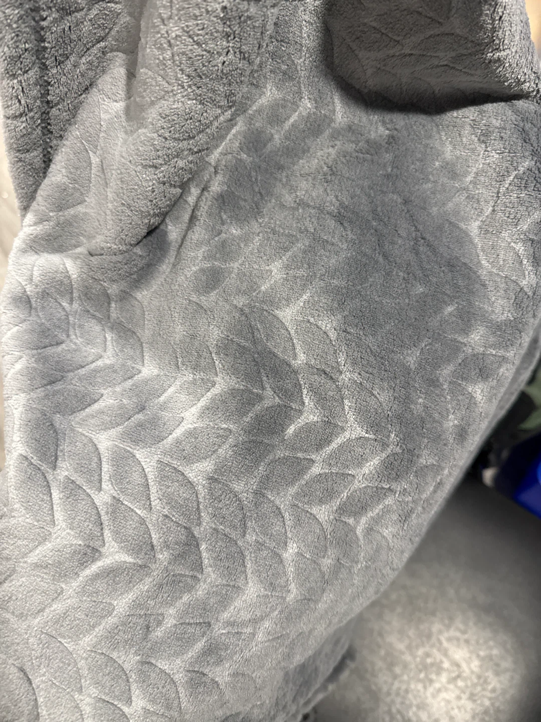 Grey Textured Fleece Throw Blanket