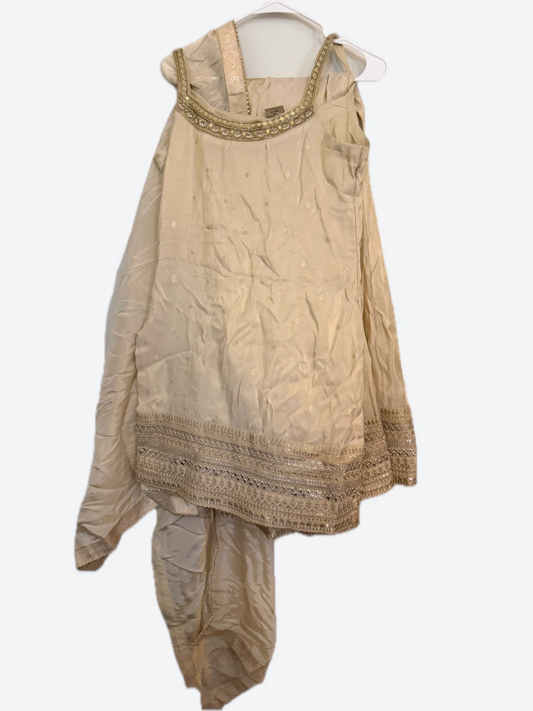 Women's Beige Embellished Kurti with Pants - photo 2