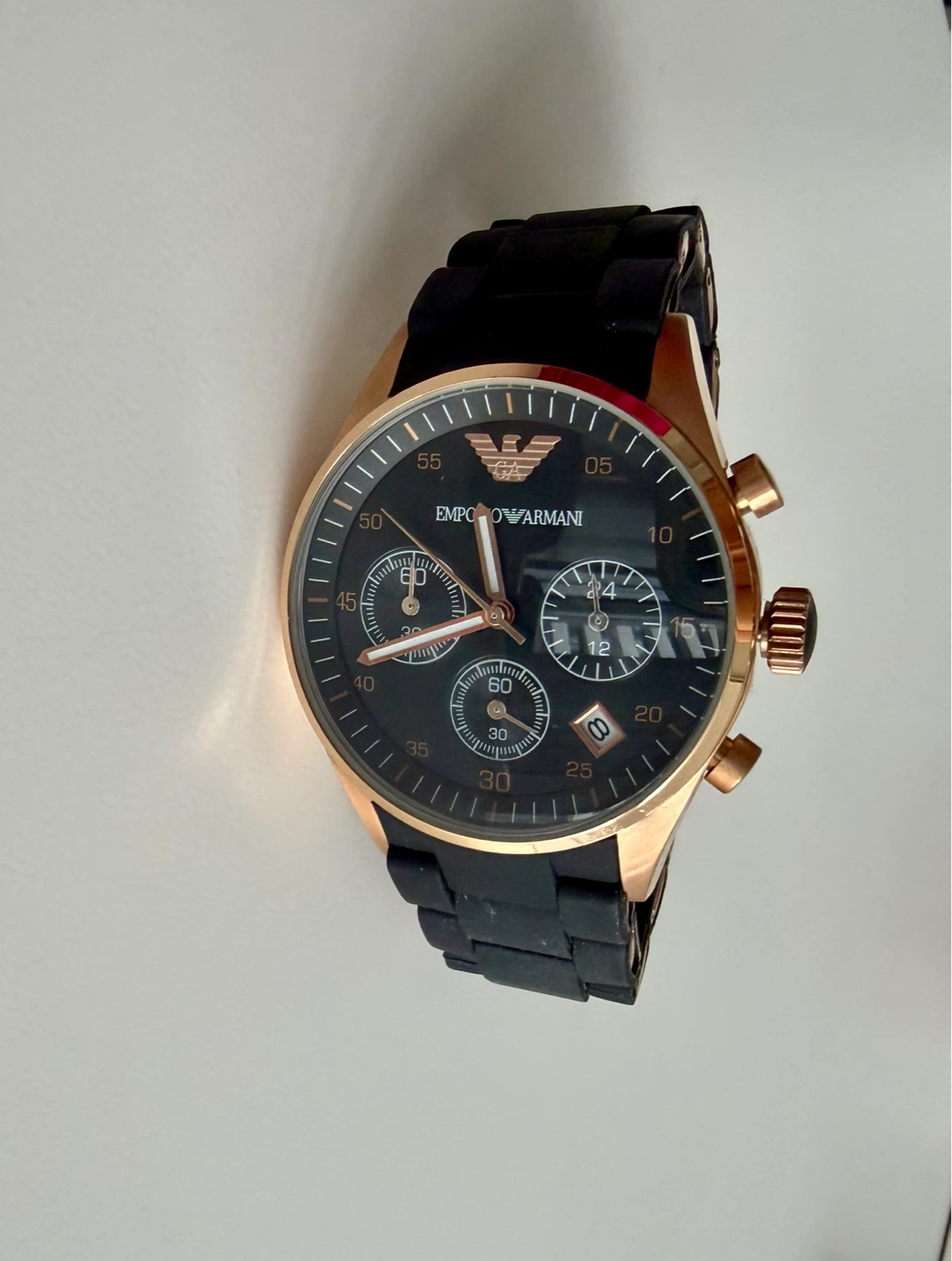 Emporio Armani Chronograph Watch - Rose Gold & Black