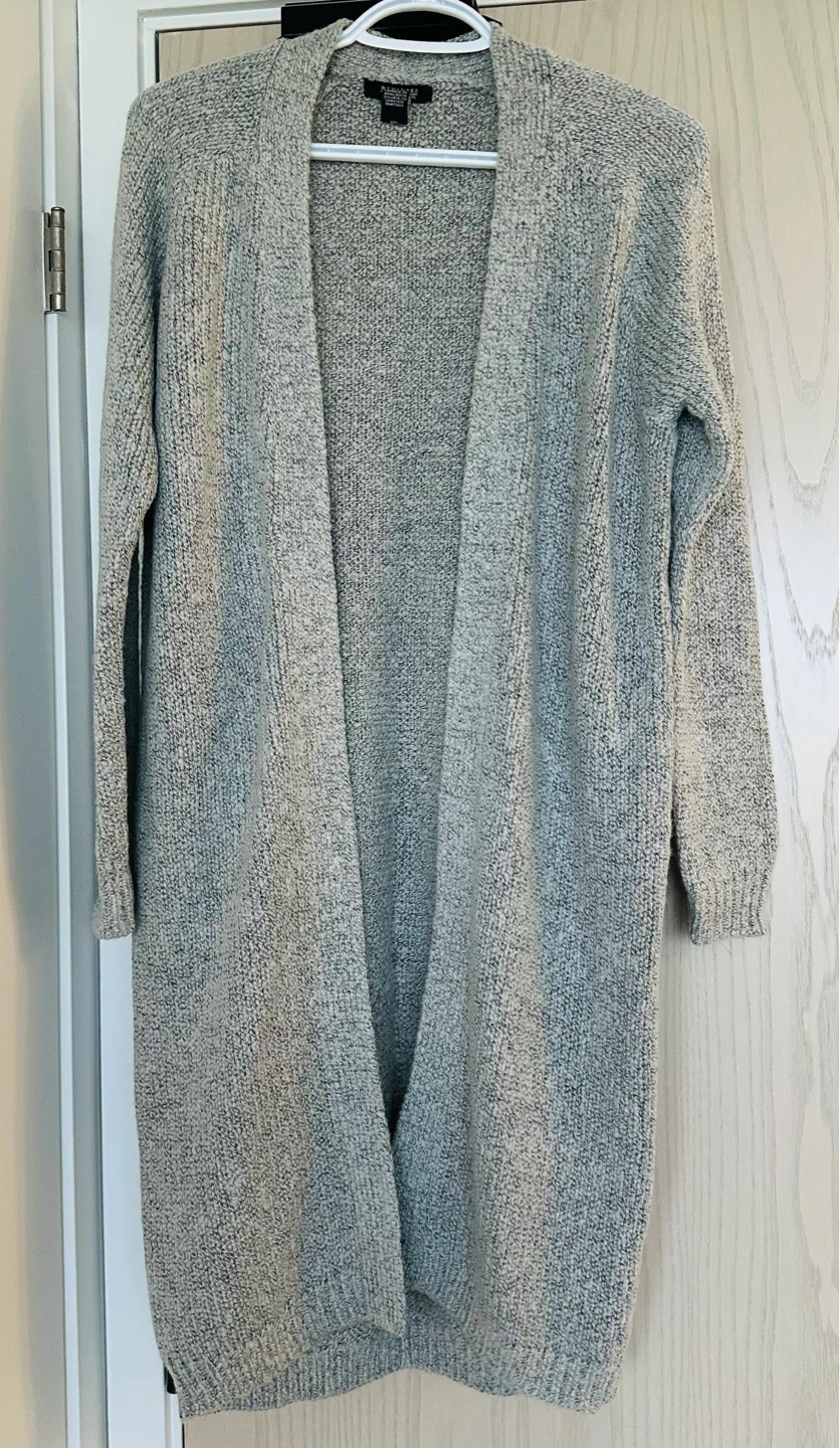 Grey Knit Longline Cardigan (Size-S)