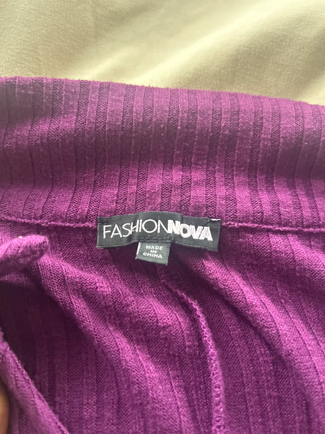 Fashion Nova Purple Ribbed Button-Up Top & Pants Set - photo 2