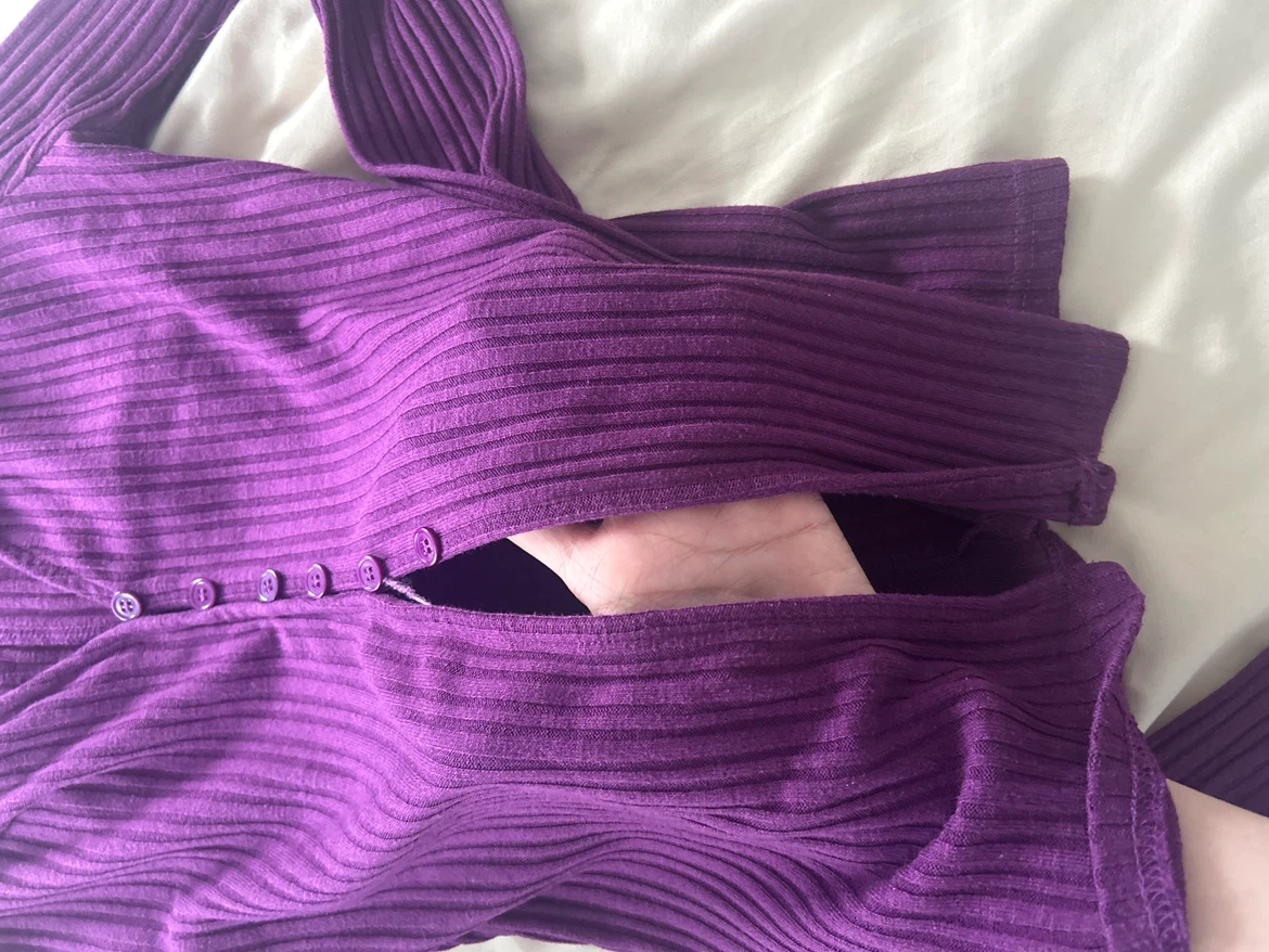 Fashion Nova Purple Ribbed Button-Up Top & Pants Set - photo 3