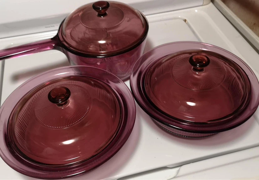 Pyrex Amberina Glass Casserole Dishes with Lid & Saucepan - photo 3