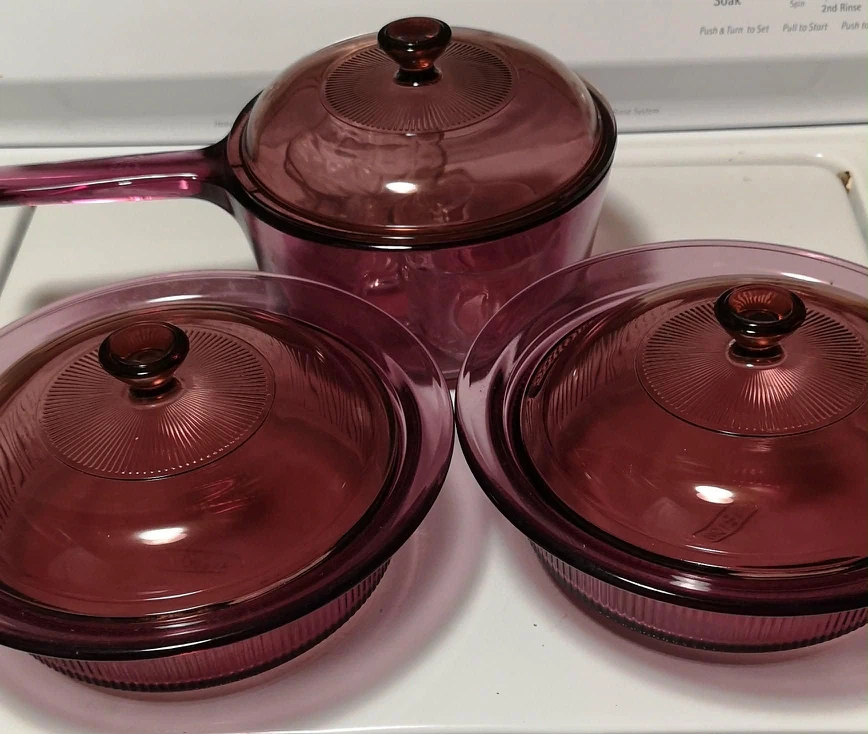 Pyrex Amberina Glass Casserole Dishes with Lid & Saucepan - photo 4
