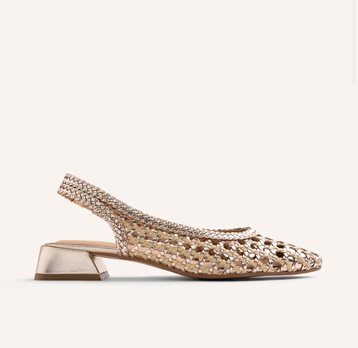 Braided Leather Slingback Heeled Shoes