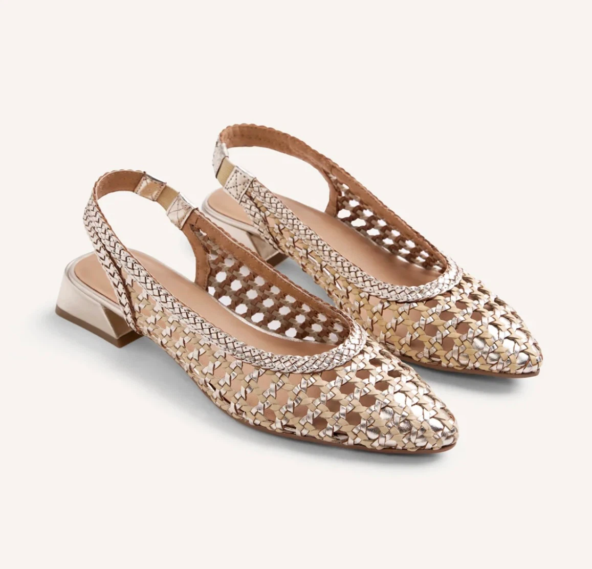 Braided Leather Slingback Heeled Shoes - photo 2