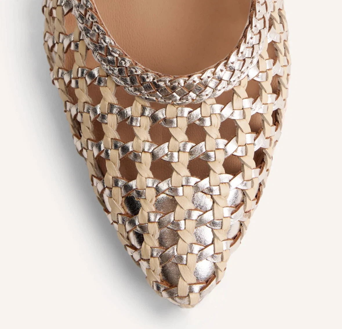 Braided Leather Slingback Heeled Shoes - photo 3