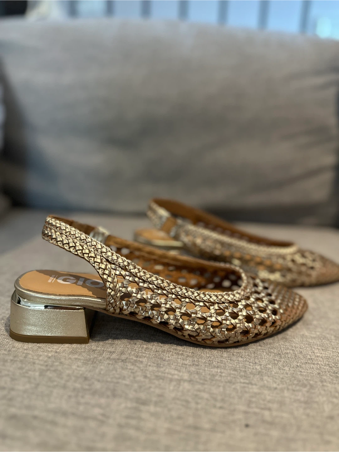 Braided Leather Slingback Heeled Shoes - photo 5