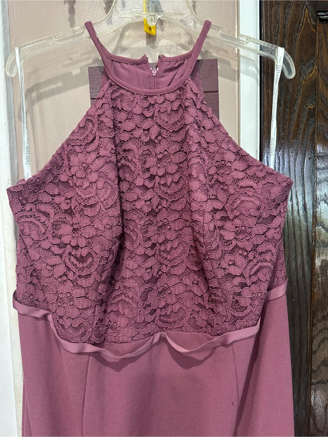 David's Bridal Mauve Lace Bodice Maxi Dress - photo 2