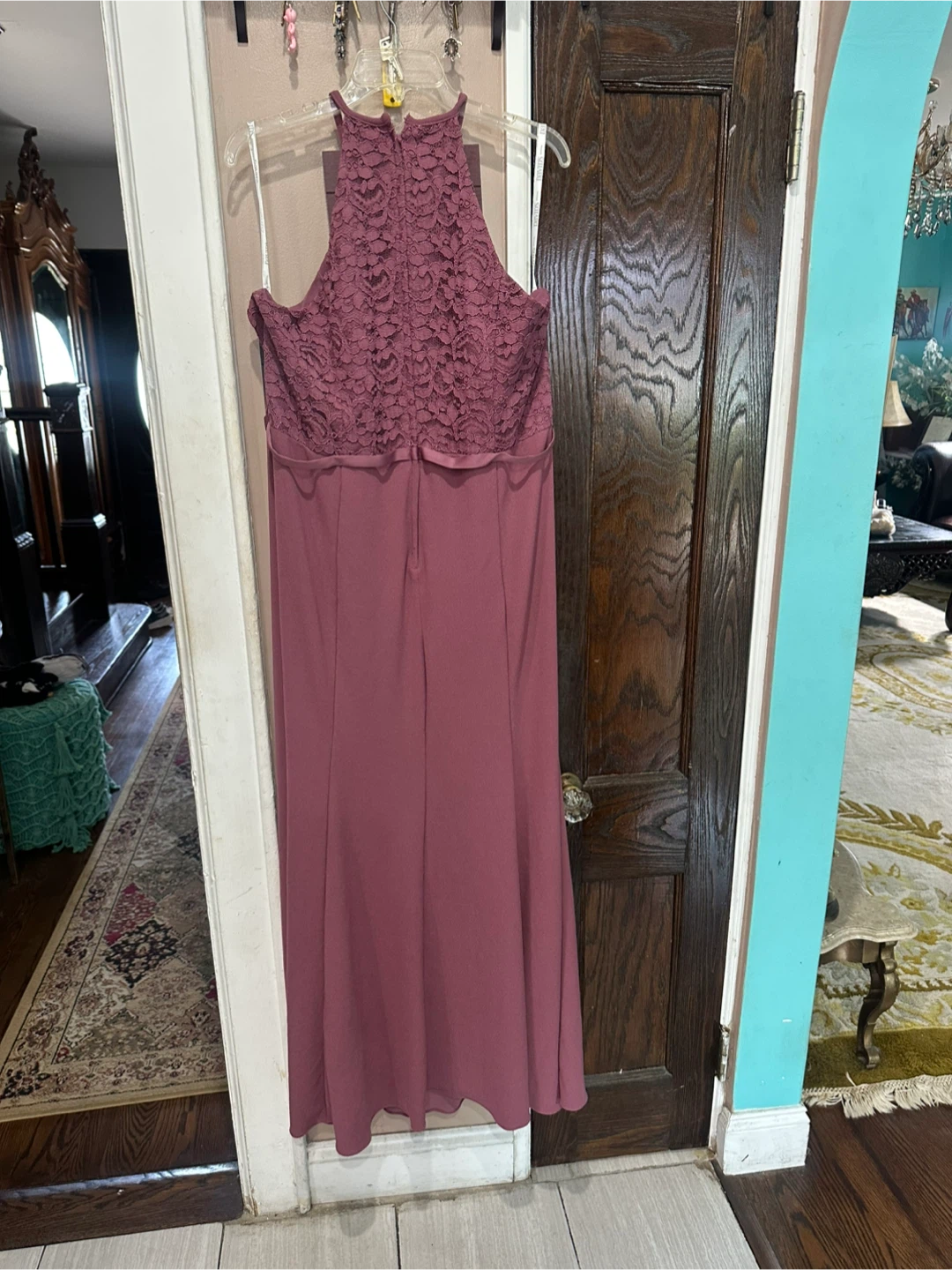 David's Bridal Mauve Lace Bodice Maxi Dress - photo 5