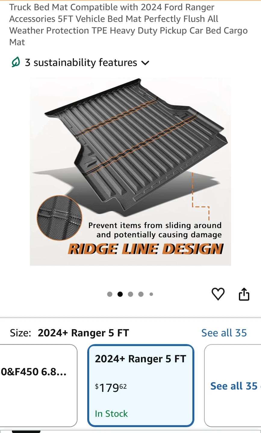 Truck Bed Mat for 2024+ Ranger 5 FT
