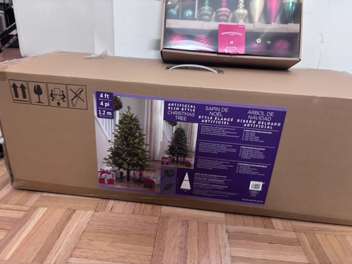 4ft Artificial Slim Style Christmas Tree with Ornament Set - photo 4