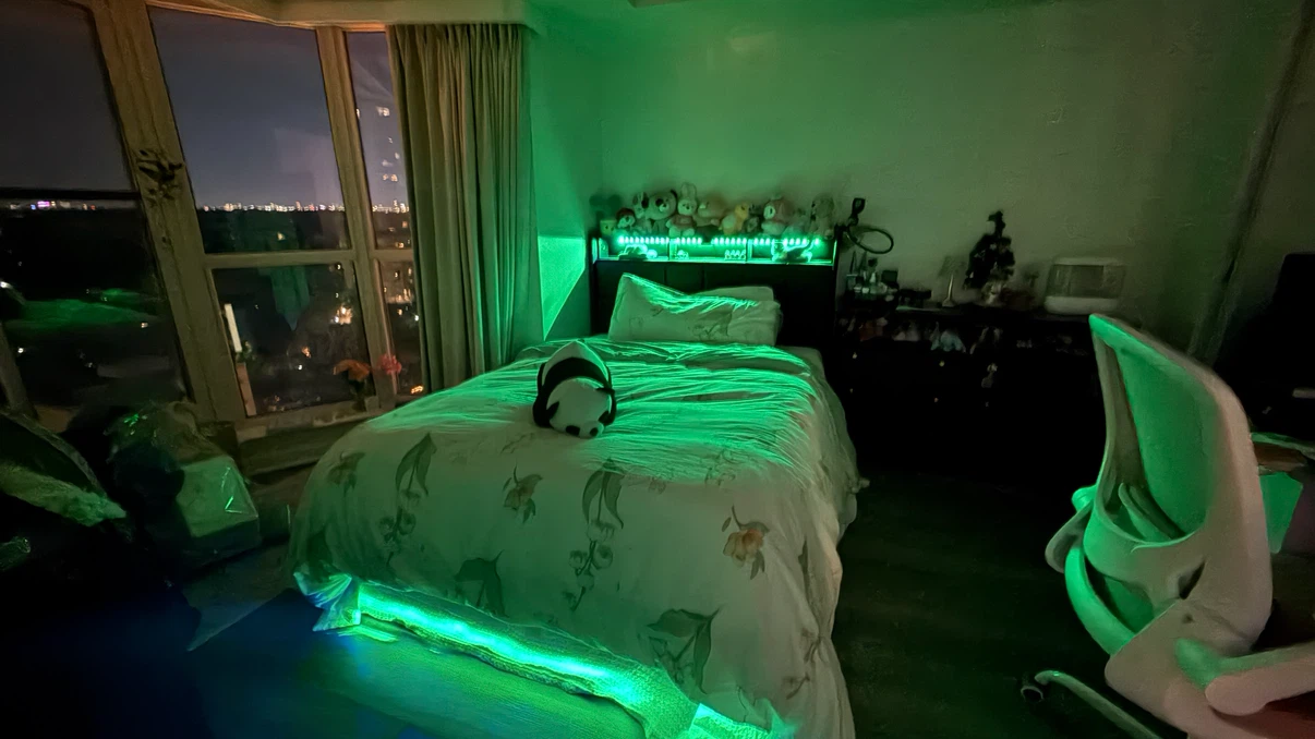 Queen Bed with Storage,Mattress and colorful lights - photo 3