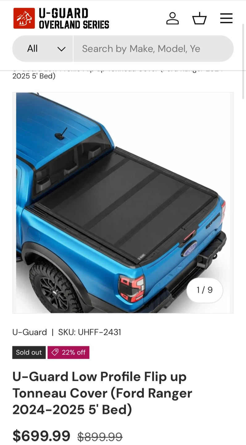 U-Guard Tri-fold Tonneau Cover for Ford Ranger 2024-2025