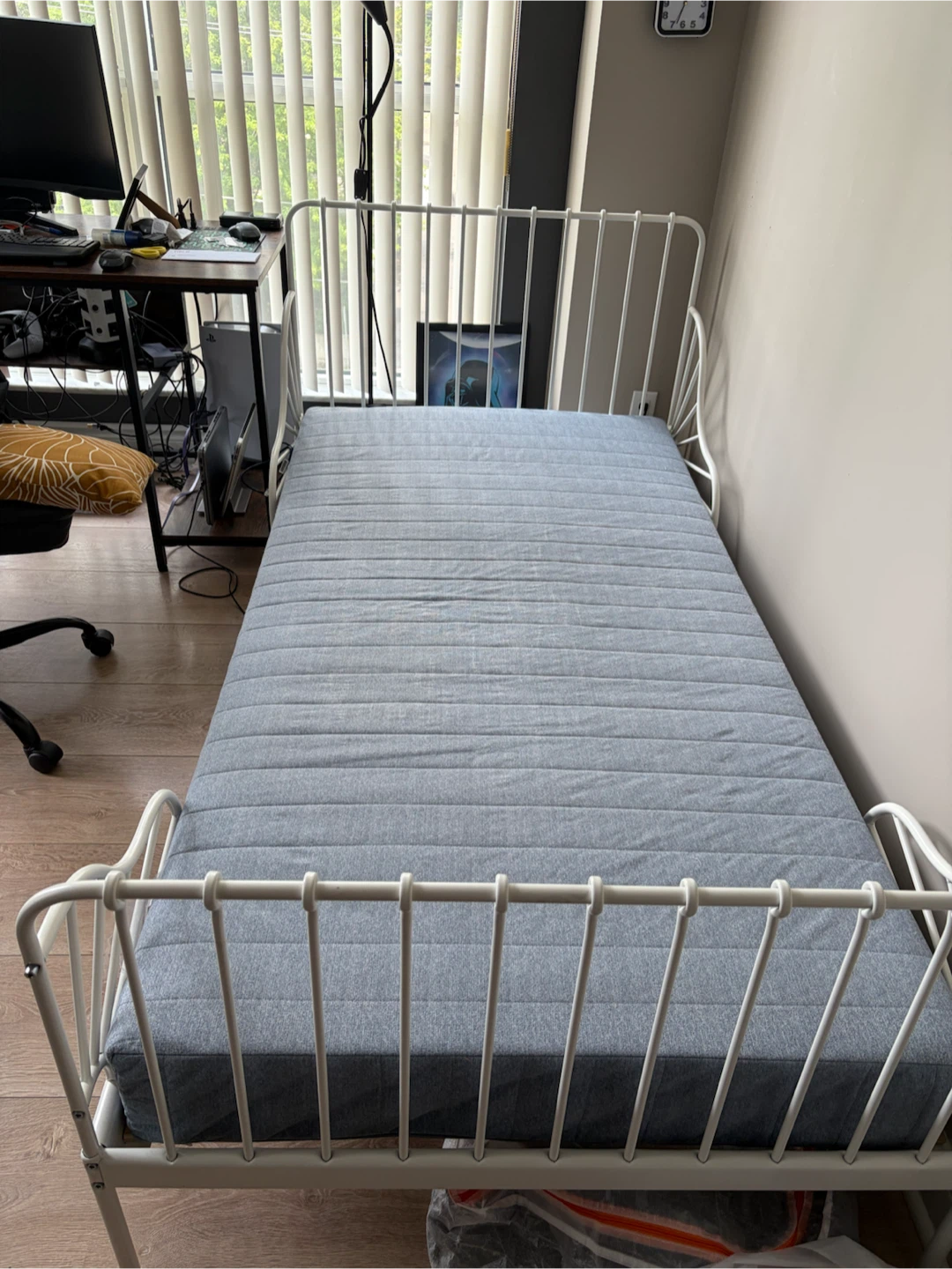 IKEA Minnen Metal Twin Bed Frame with Mattress