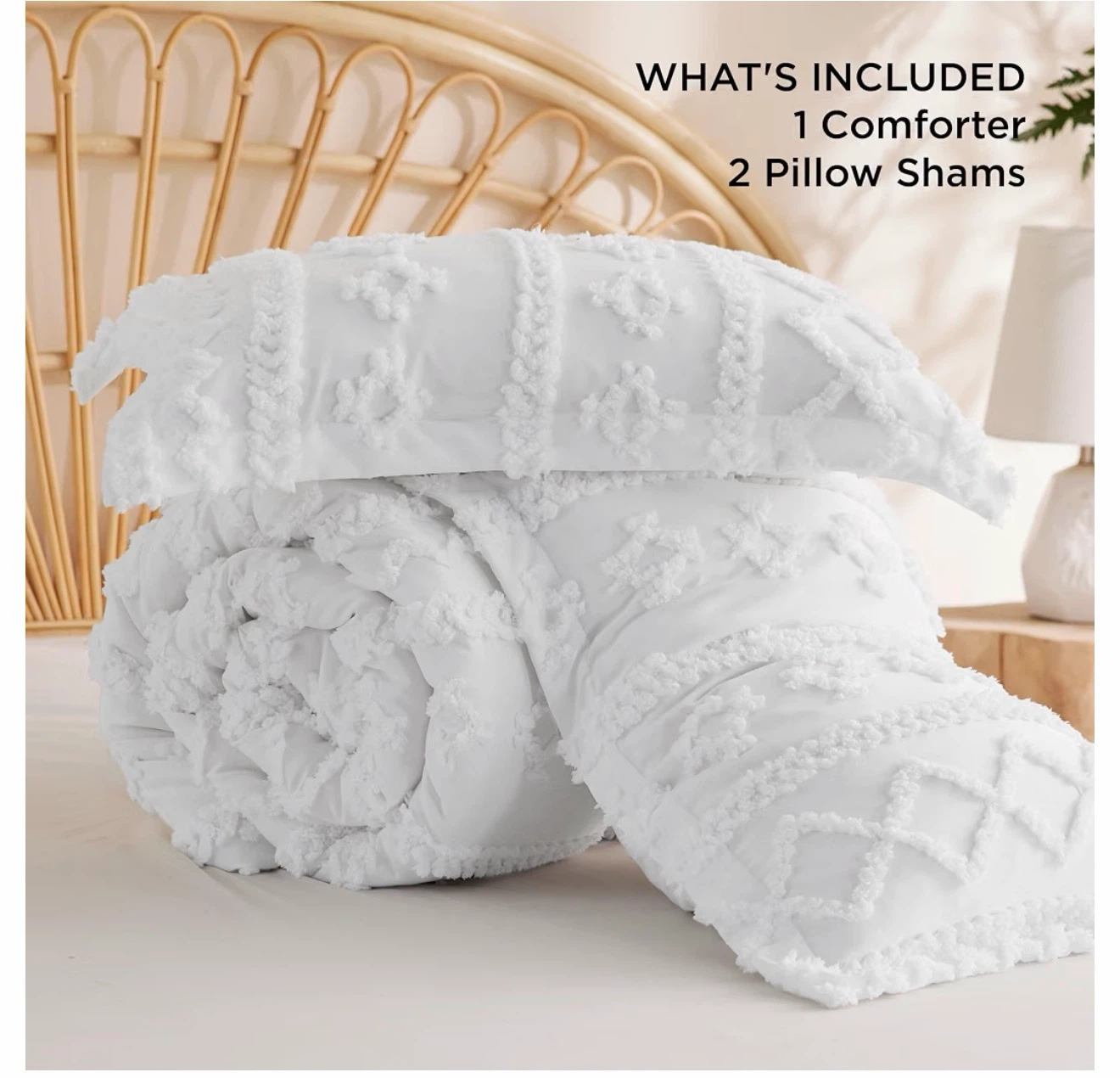 White Tufted Embroidery Comforter Set king size - photo 5