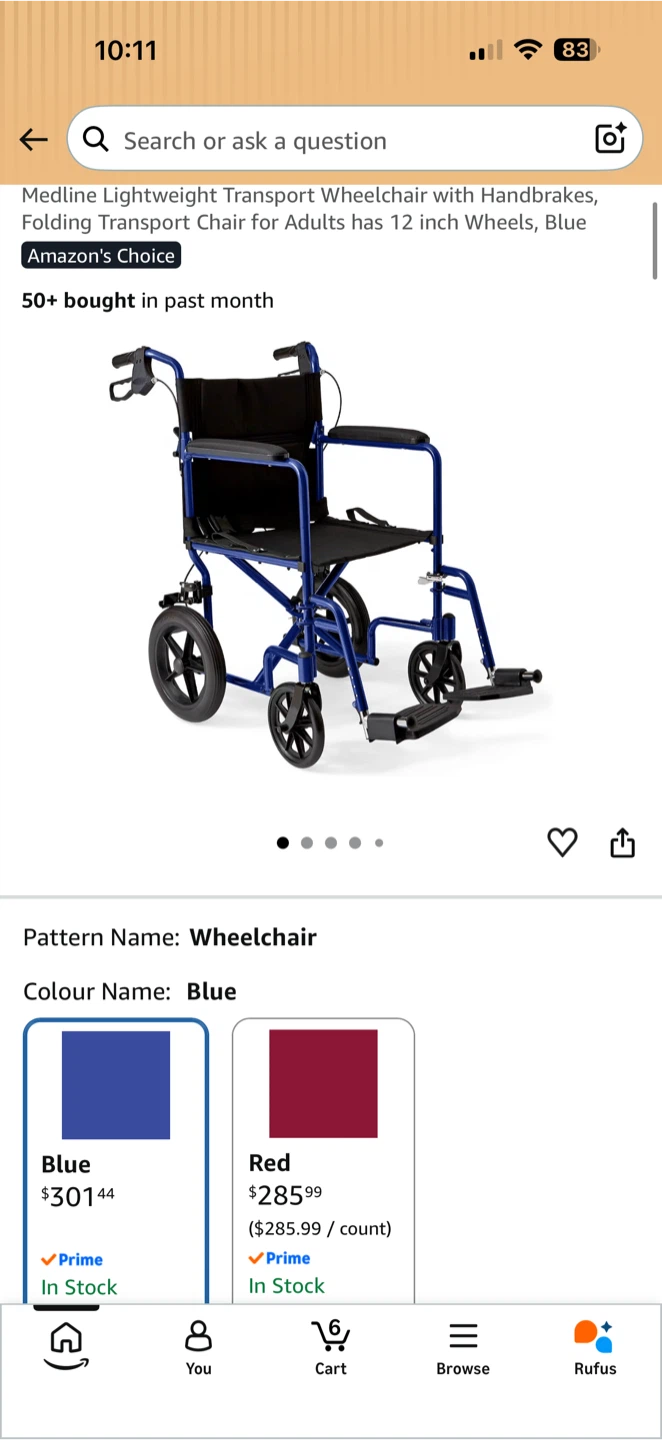 Medline Lightweight Transport Wheelchair with Handbrakes