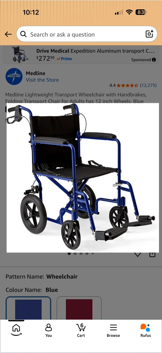 Medline Lightweight Transport Wheelchair with Handbrakes - photo 3
