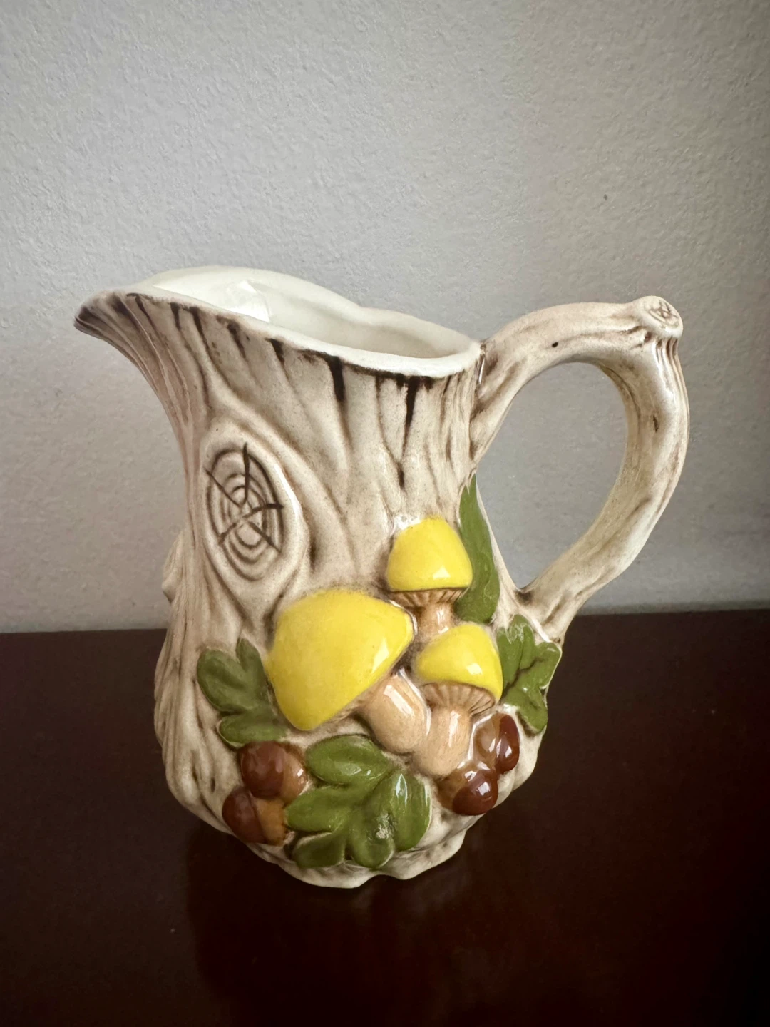 Beautiful Vintage 1970s Ceramic Mushroom Pitcher / Creamer Vase