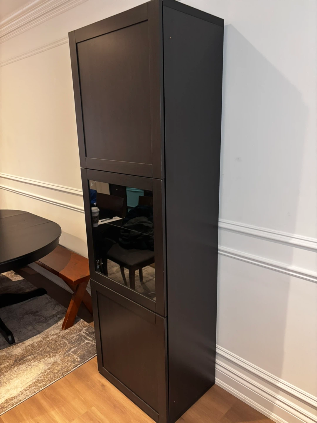 IKEA Brown/Black Tall Cabinet with Glass Panel - photo 2
