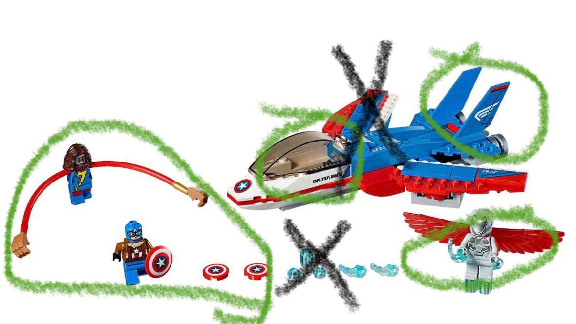 LEGO 76076 Captain America Jet Pursuit - all Minifigs,50% jet