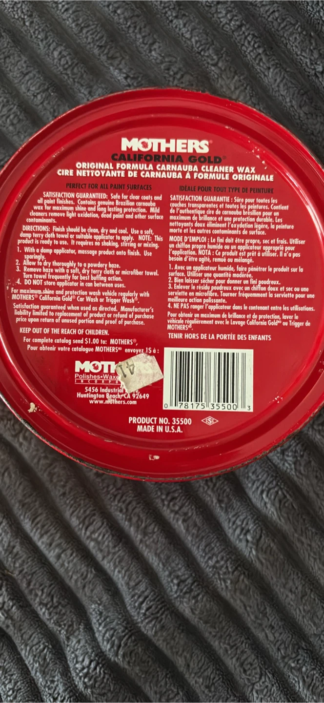 Mothers California Gold Original Formula Carnauba Cleaner Wax - photo 3