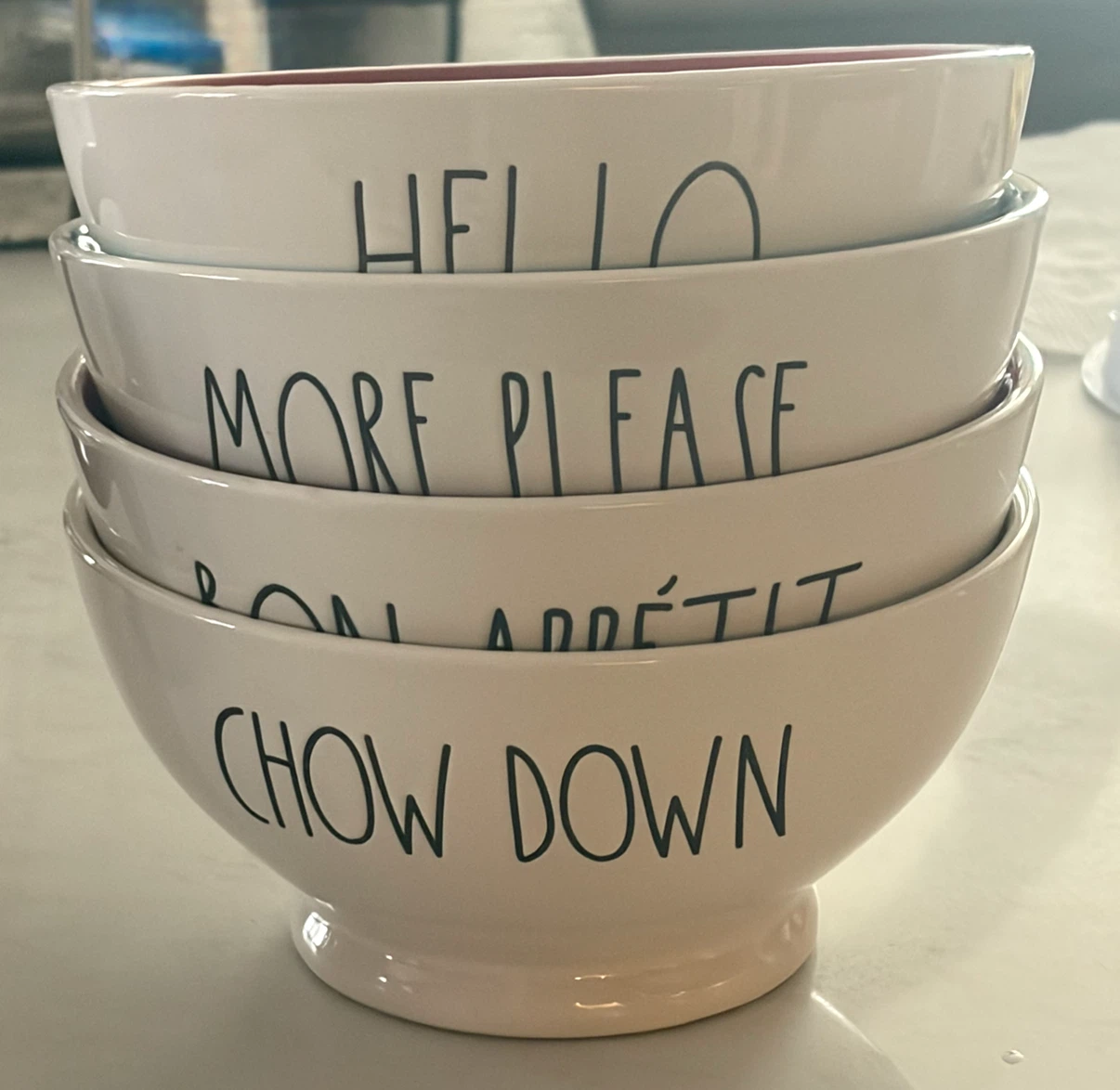 Rae Dunn "Hello" "More Please" "Bon Appétit" "Chow Down"