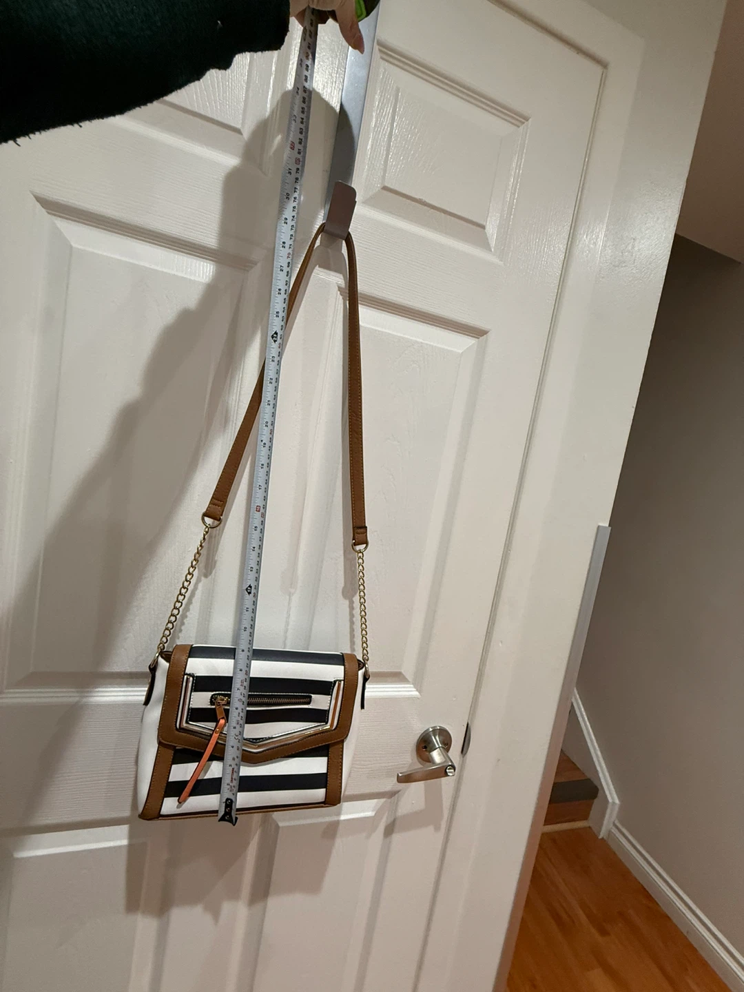 Striped Crossbody Bag with Brown Trim - photo 2